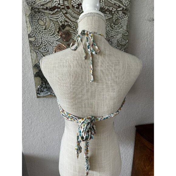 Floral Halter Crop Top With Adjustable Tie Back By Chung Woo size S - Picture 3 of 4